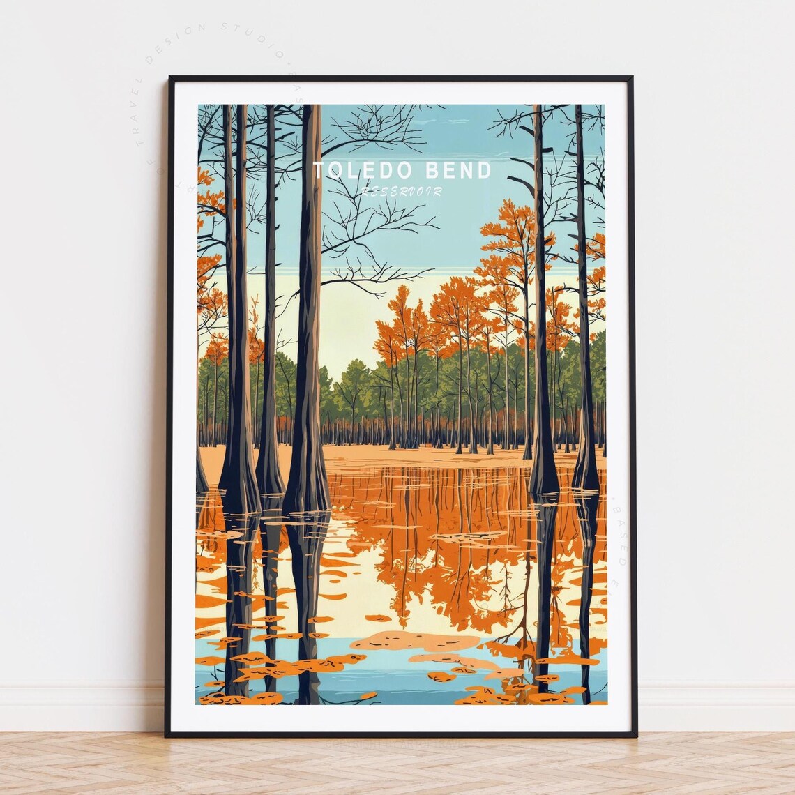 Toledo Bend Reservoir Autumn Cypress Trees Still Water Poster