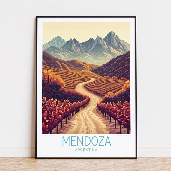 Mendoza Argentina Travel Poster Wall Art Print Personalised Birthday Present Housewarming Gifts