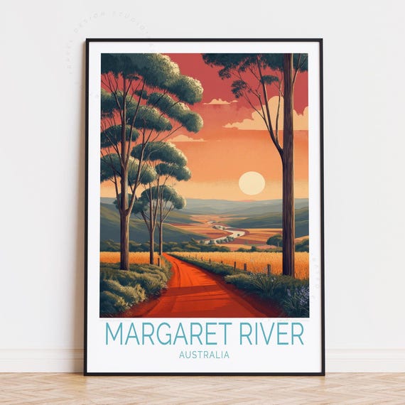 Margaret River Travel Poster Australia Wall Art Print Home Decor Birthday Present Personalised Gifts
