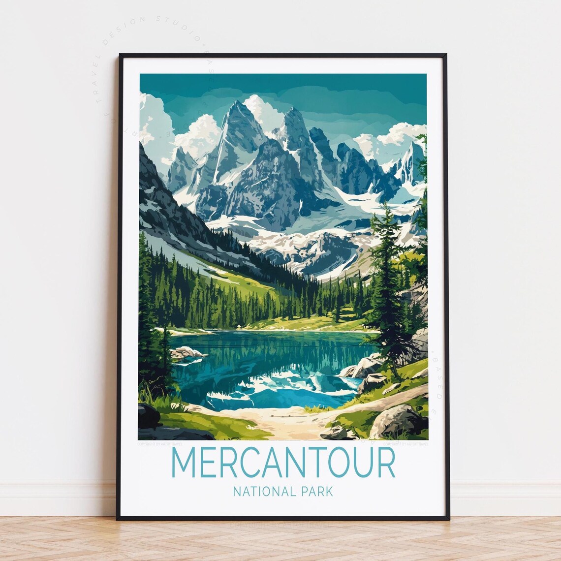 Mercantour National Park Deep Alpine Lake Snowy Peaks Scenic Poster