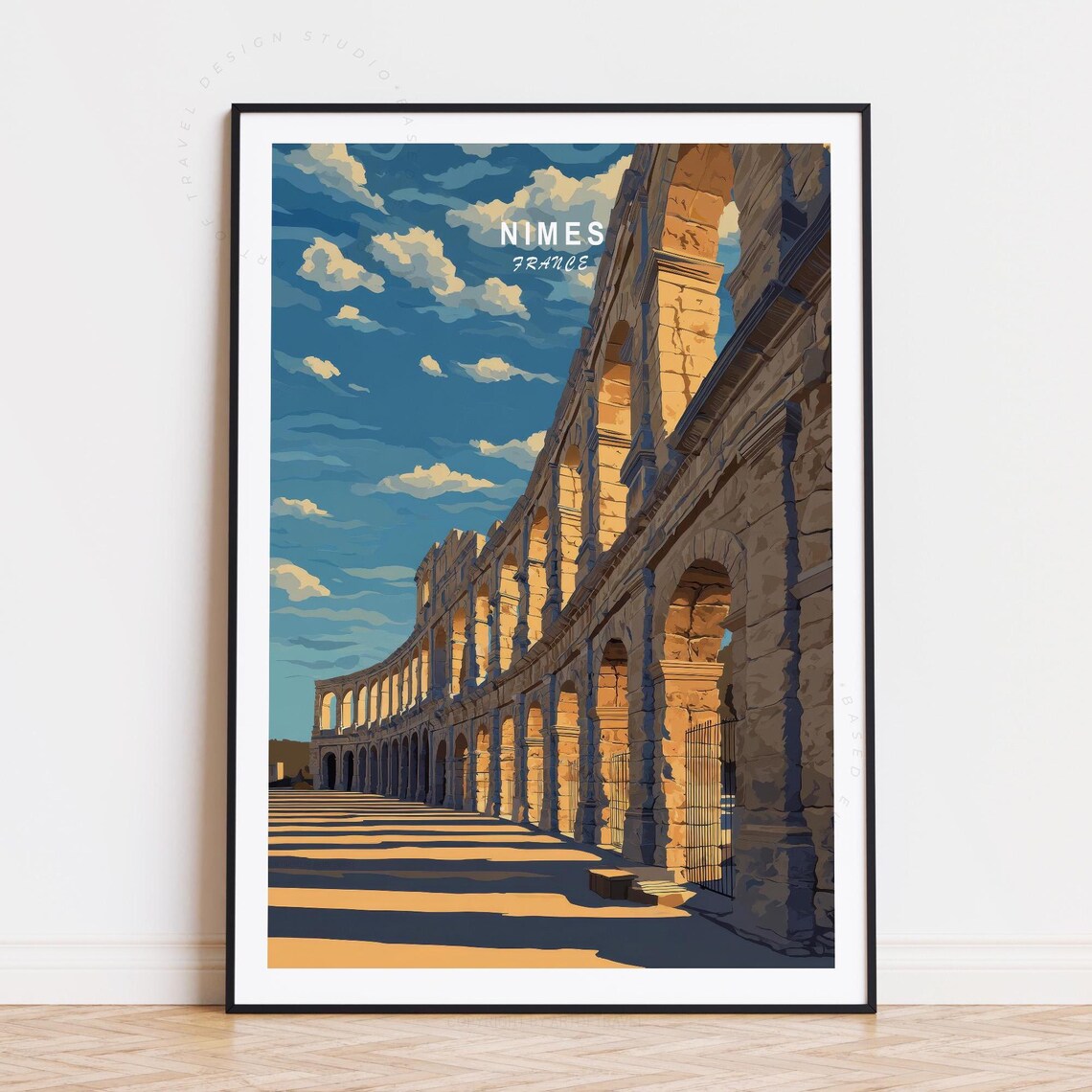 Nimes France Roman Amphitheater Stone Arena Arches Sky Poster