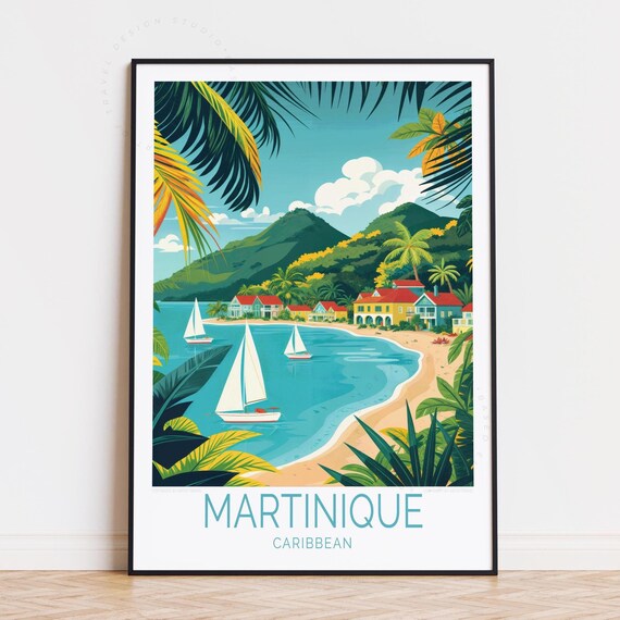 Martinique Caribbean Travel Poster Wall Art Print Home Decor Birthday Gifts Custom