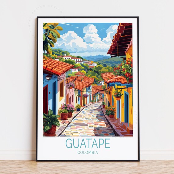 Guatap Colombia Travel Poster Wall Art Print Birthday Gifts Custom Home Decor