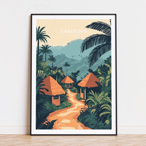 Cameroon Travel Poster Africa Wall Art Print Home Decor Birthday Gifts Wedding Present Minimalist