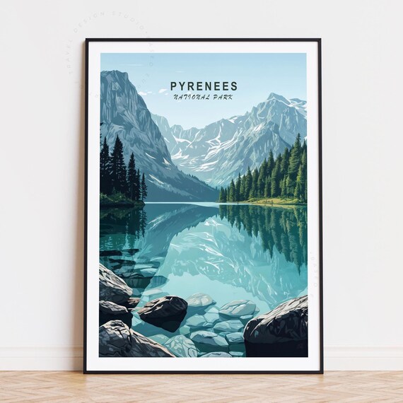 Pyrenees National Park Alpine Mirror Lake Peaks Reflection Poster