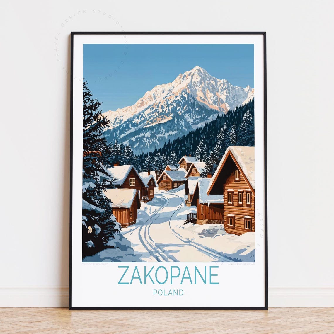 Zakopane Poland Snowy Mountain Village Winter Chalets Poster
