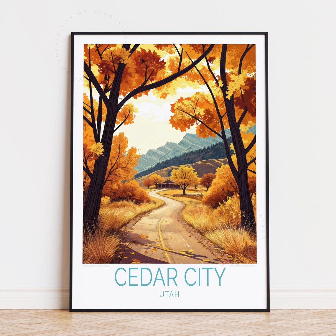 Cedar City Utah Fall Foliage Road Through Golden Hills Poster