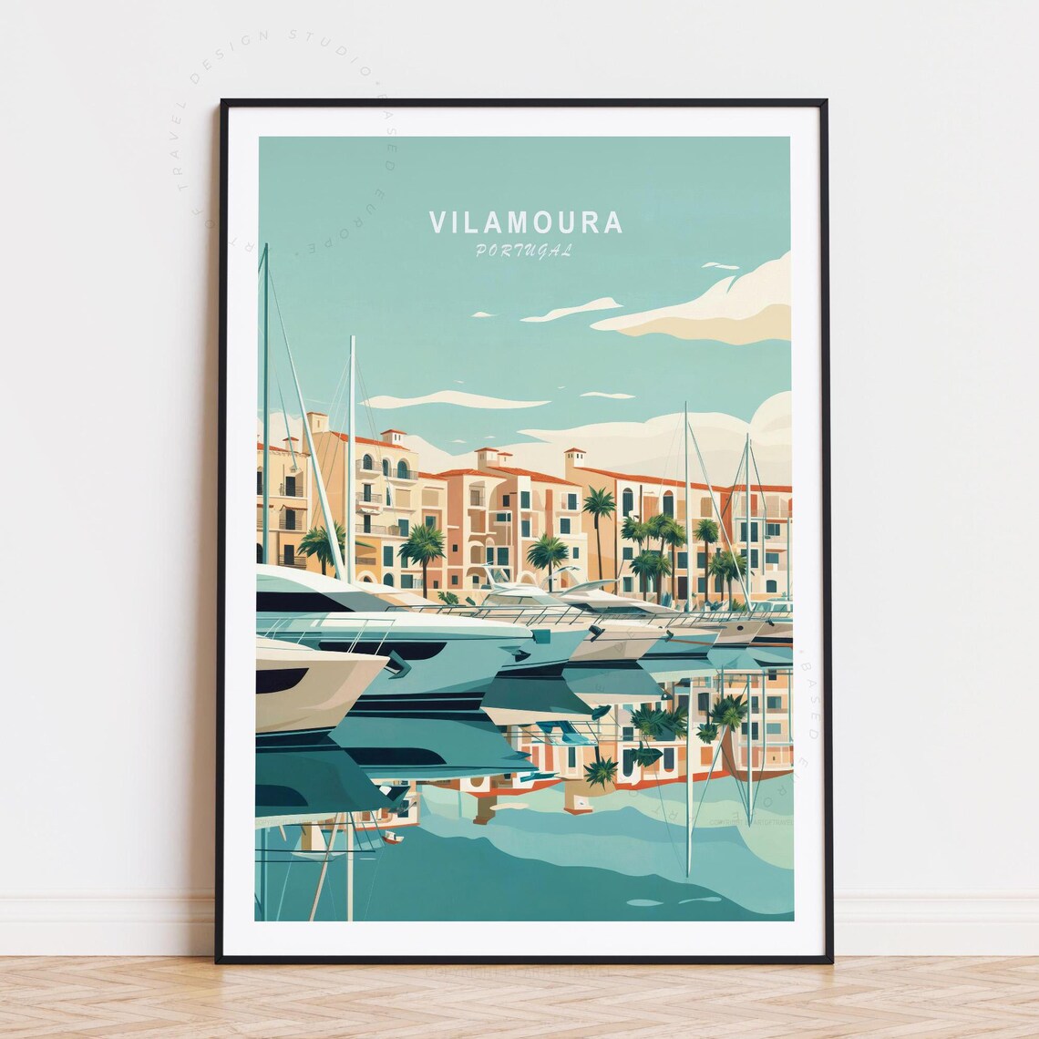 Vilamoura Portugal Marina Yachts Waterfront Sunny Travel Poster