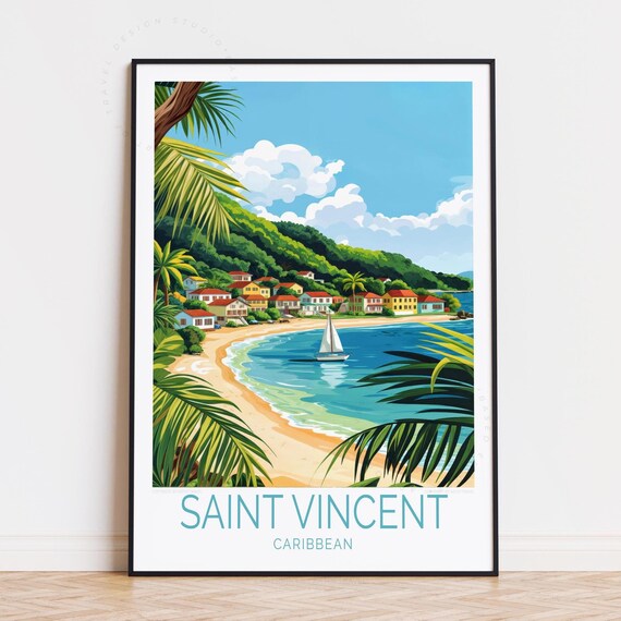 Saint Vincent Travel Poster Caribbean Wall Art Print Home Decor Personalised Birthday Gifts