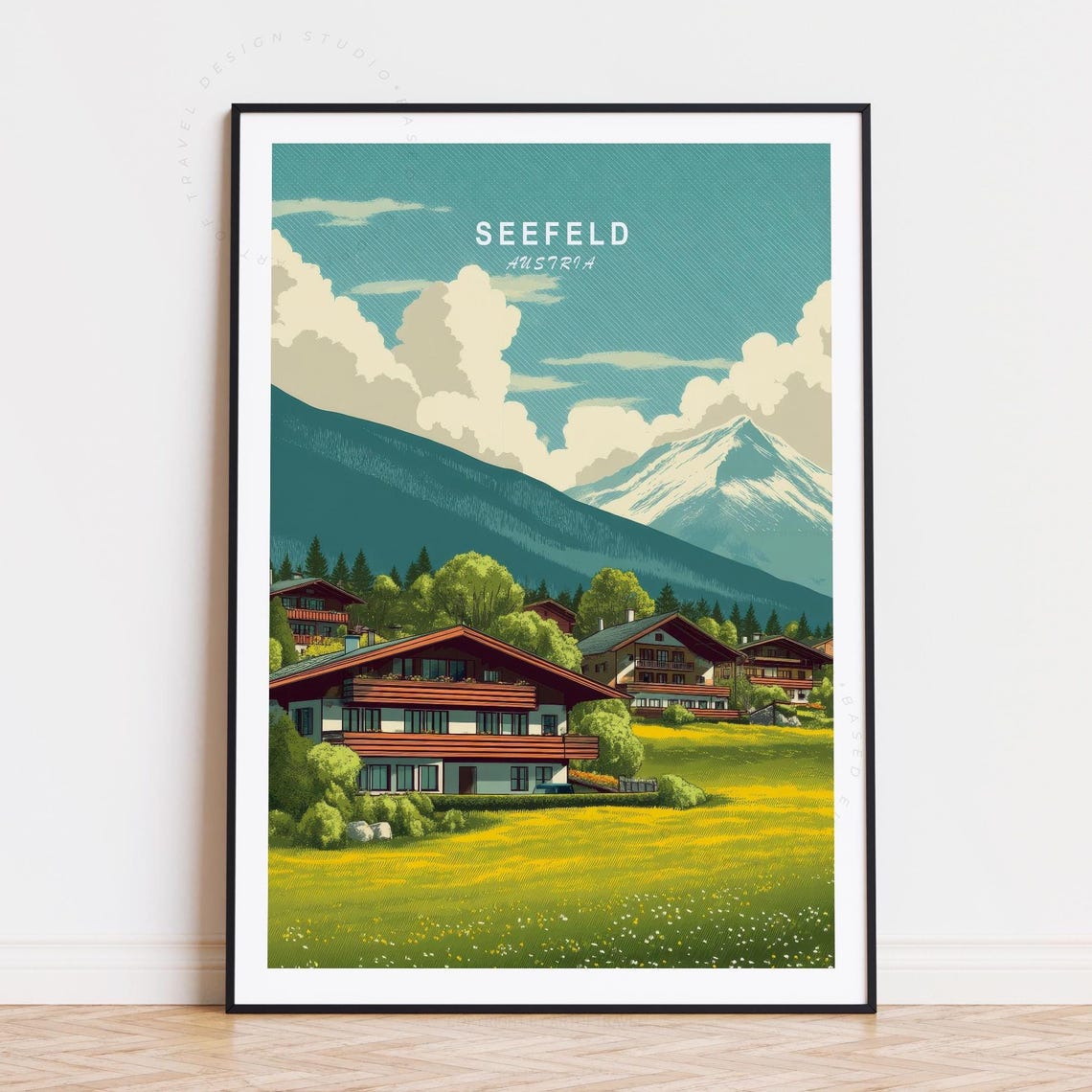 Seefeld Austria Wildflower Meadow Chalet Snowy Alpine Peak Poster