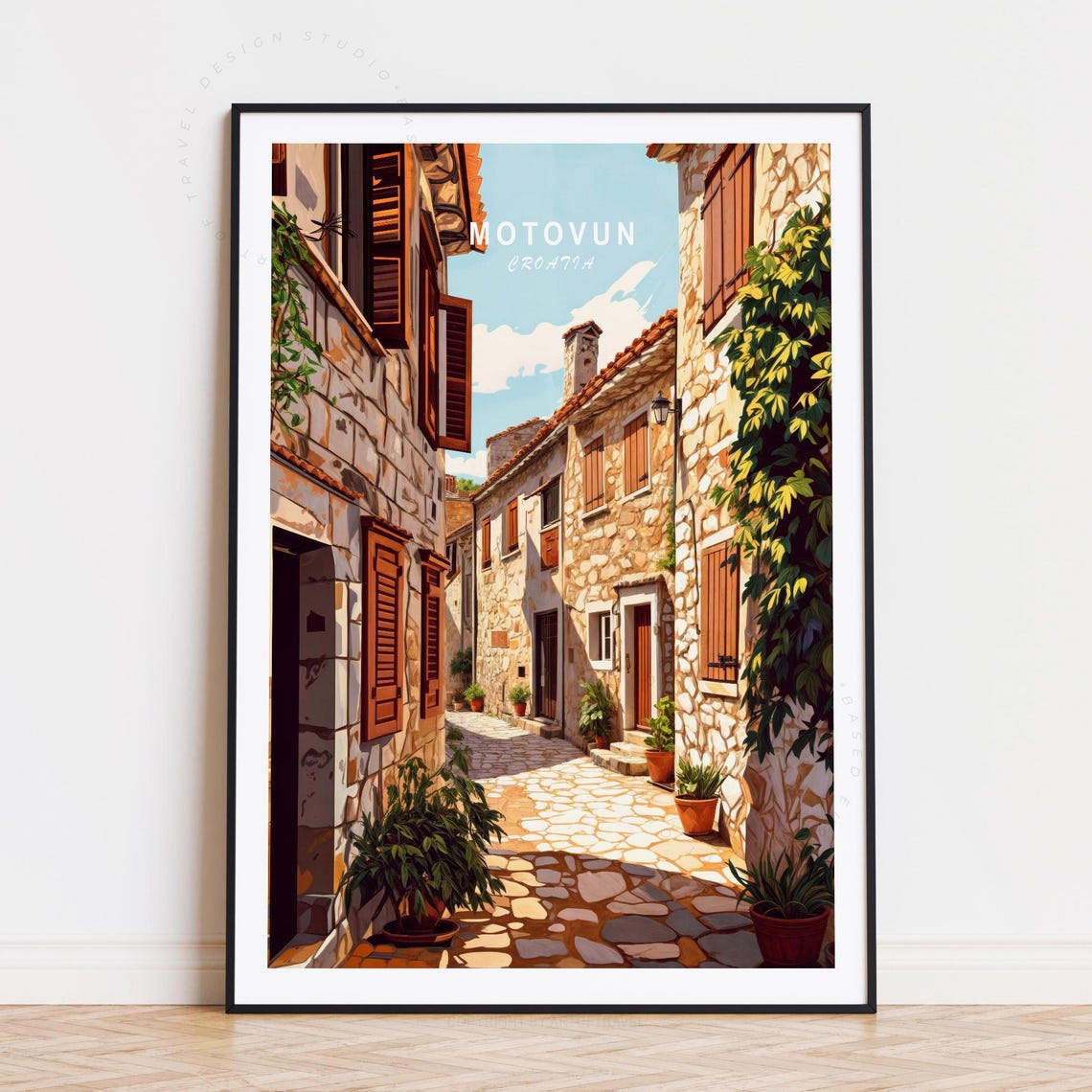 Motovun Travel Poster, Minimalist Cityscape Art Print