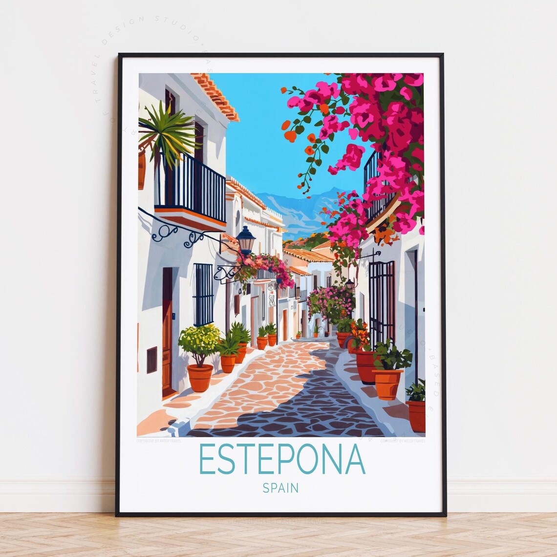 Estepona Spain Whitewashed Street Bougainvillea Costa Del Sol Poster