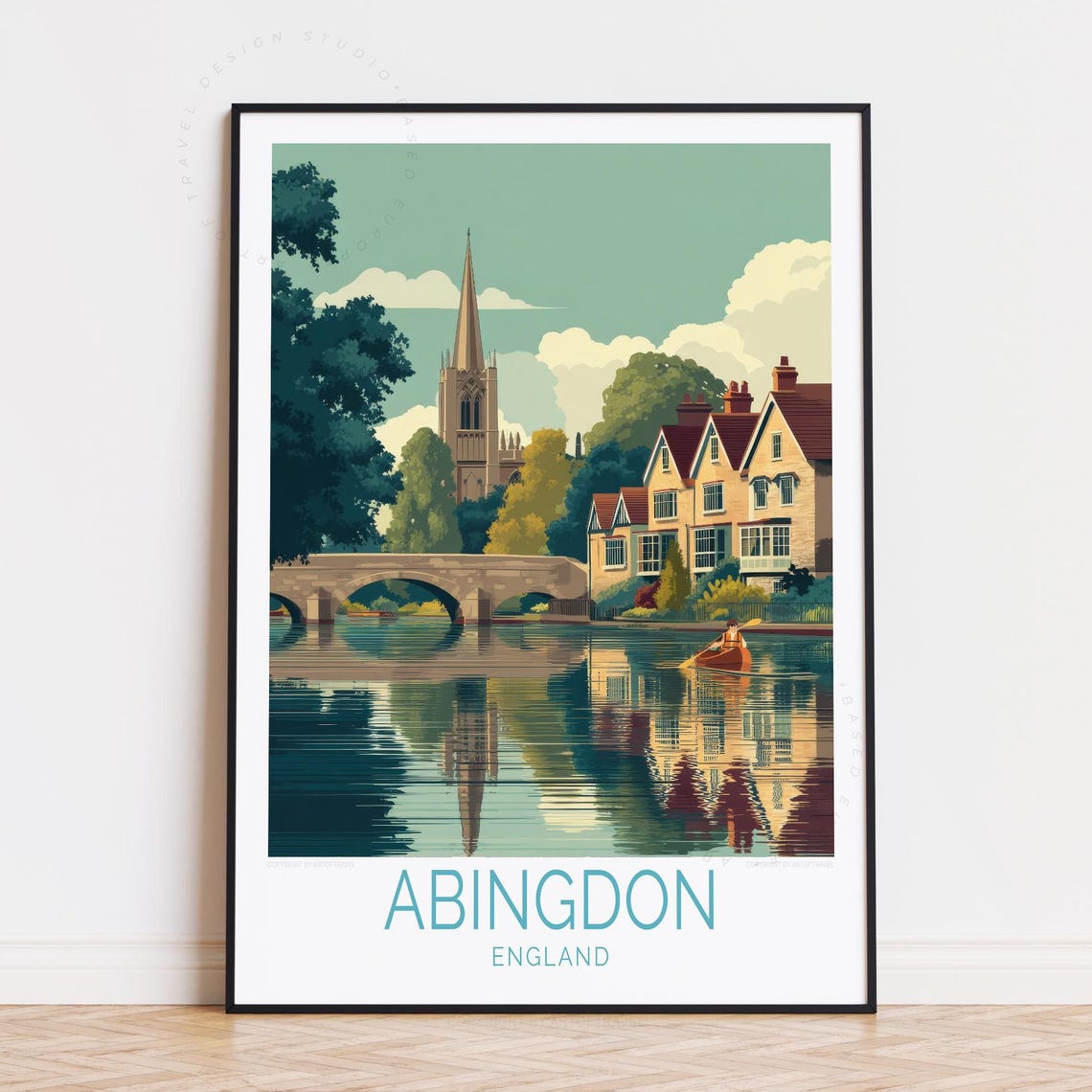 Abingdon England Historic Stone Bridge And Church Spire River Poster