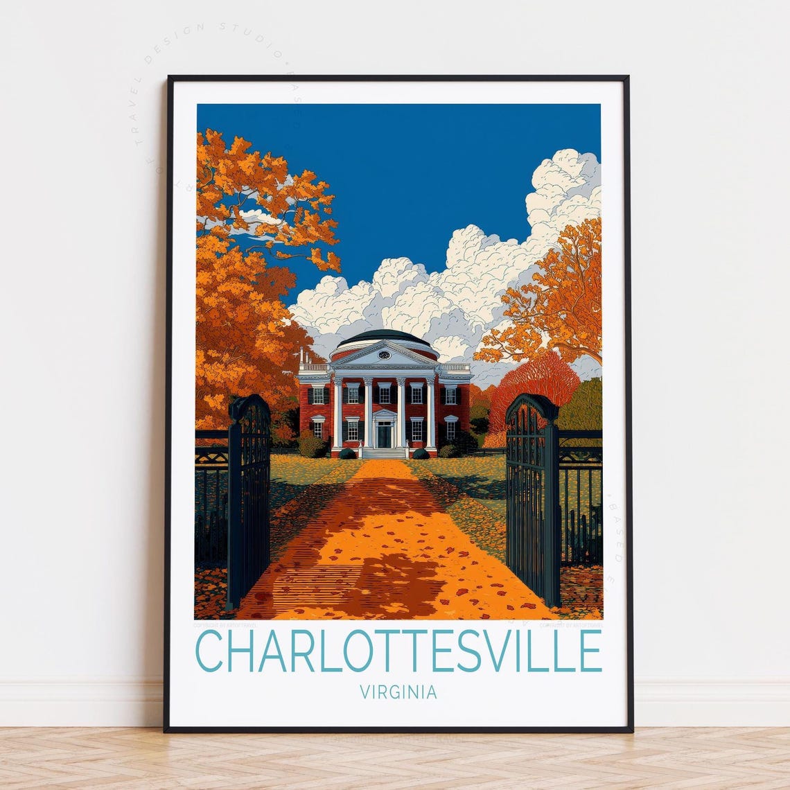 Charlottesville Virginia Monticello with Autumn Foliage Poster