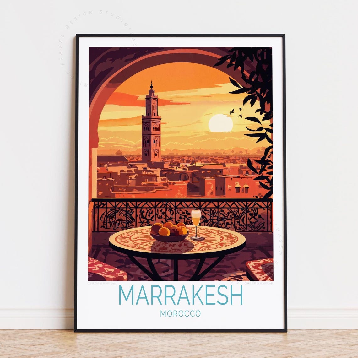 Marrakesh Morocco Sunset Terrace Koutoubia Tower Riad View Poster