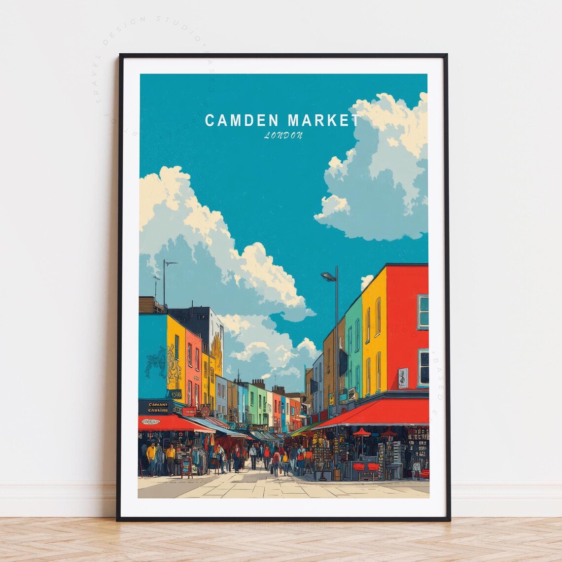 Camden Market London Colorful Street Market Scene Travel Poster