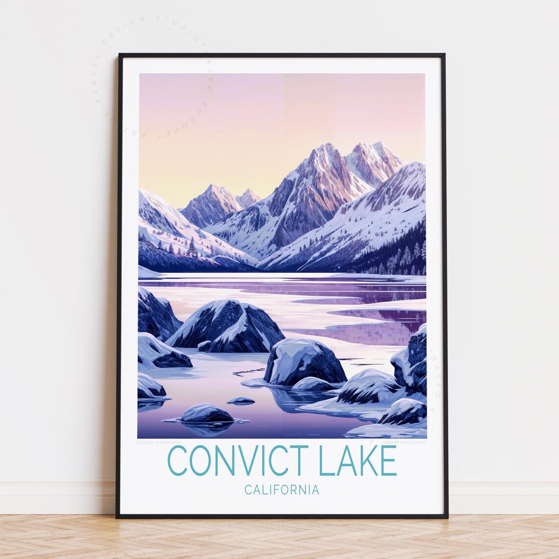 Convict Lake California Snowy Winter Alpine Lake Scenic Art Poster