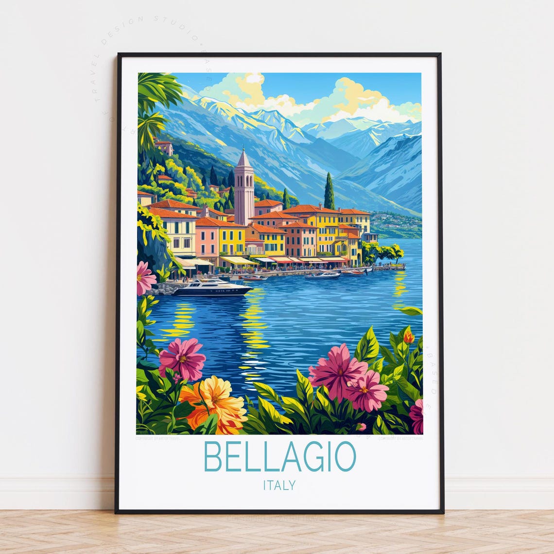 Bellagio Italy Waterfront Gardens And Mountain View Lake Como Poster