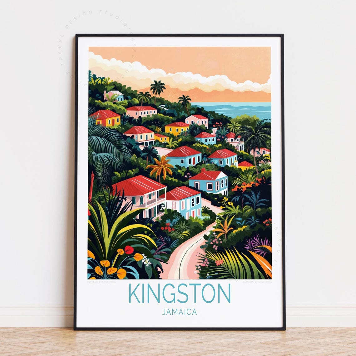 Kingston Jamaica Travel Poster, Home Decor Art Print