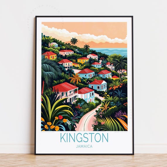 Kingston Jamaica Travel Poster, Home Decor Art Print
