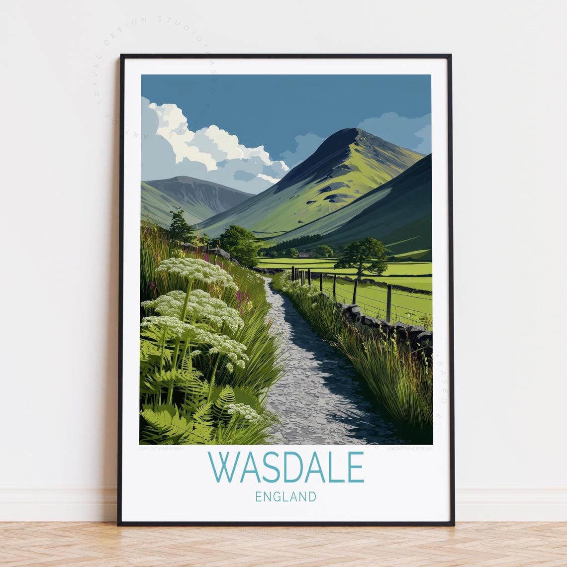 Wasdale England Green Valley Path Fell Walk Summer Travel Poster