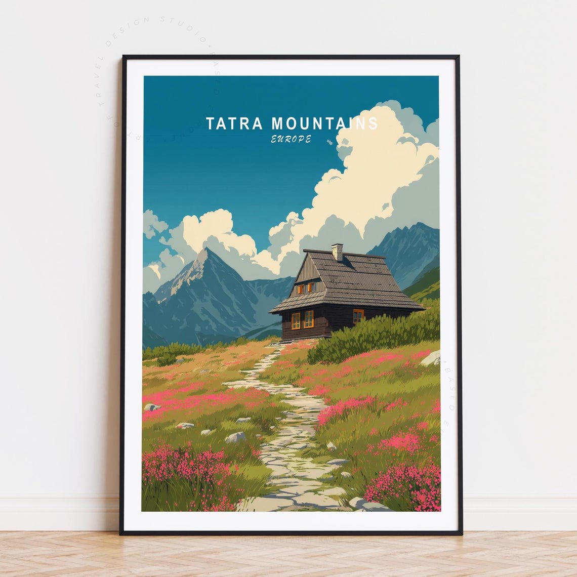 Tatra Mountains Europe Alpine Hut Flower Meadow Peaks Travel Poster