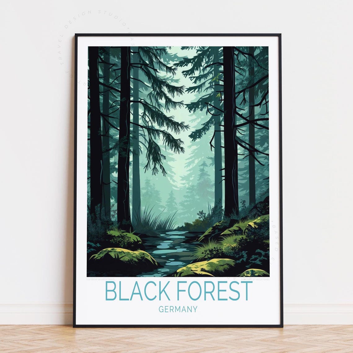 Black Forest Germany Misty Stream Mossy Rocks Forest Retreat Poster