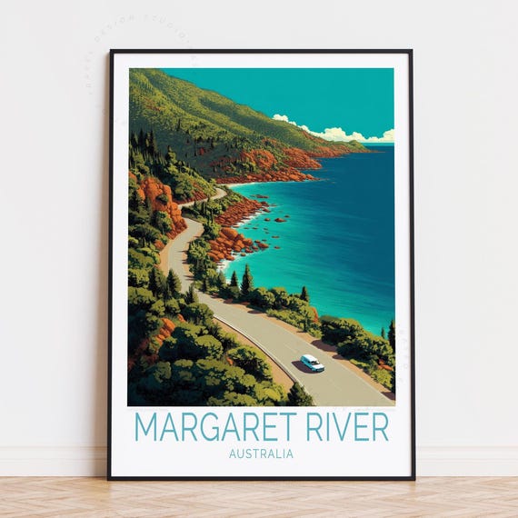 Margaret River Travel Poster Australia Wall Art Print Birthday Present Home Decor Personalised