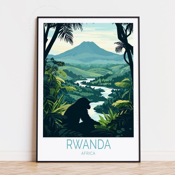 Rwanda Africa Travel Poster Wall Art Print Birthday Present Home Decor Personalised