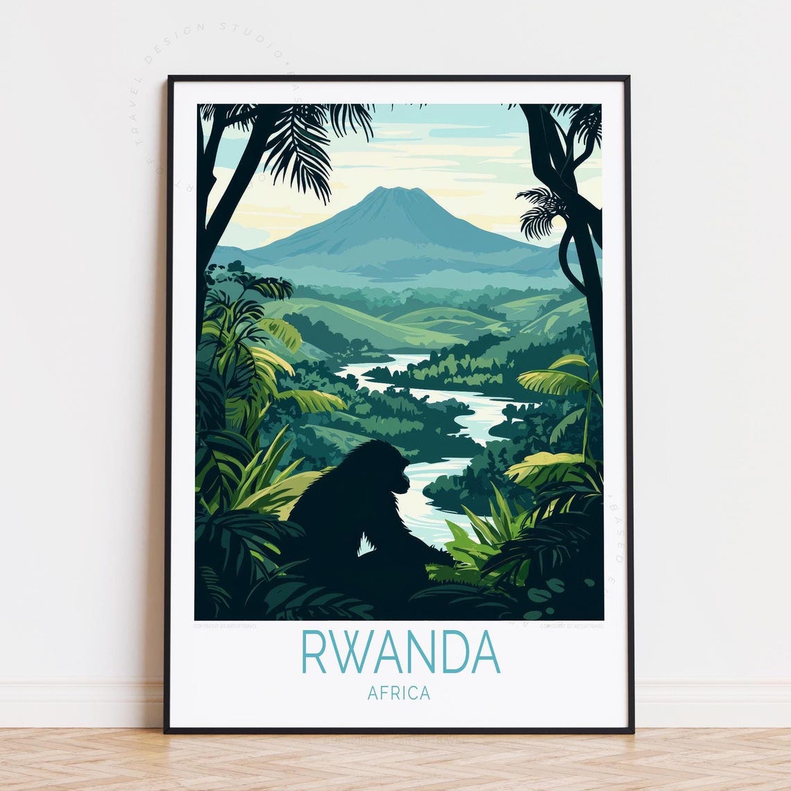 Rwanda Africa Travel Poster Wall Art Print Birthday Present Home Decor Personalised