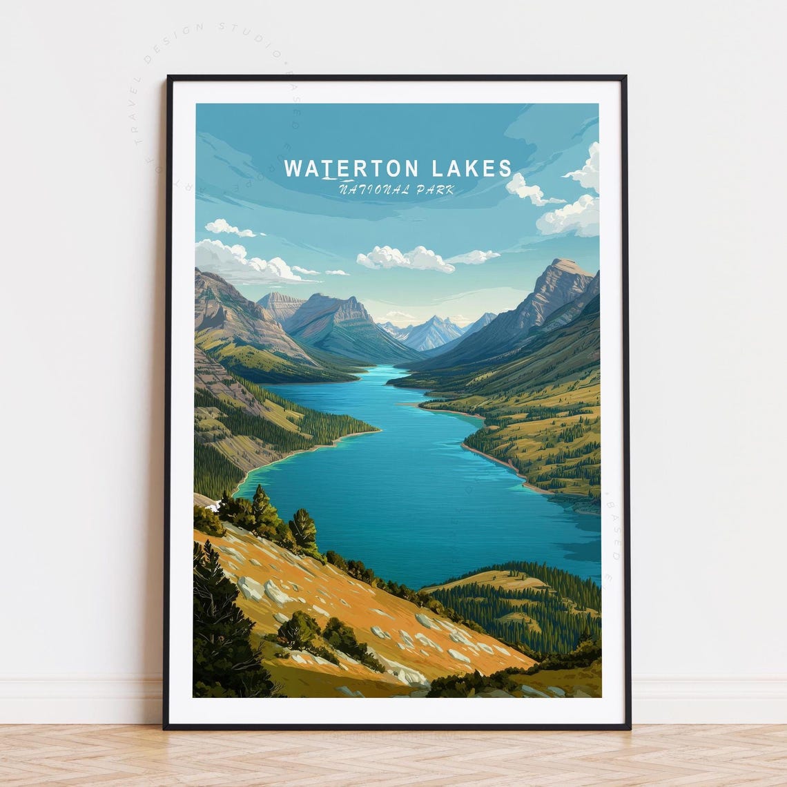 Waterton Lakes National Park Mountain Lake Valley Overlook Poster