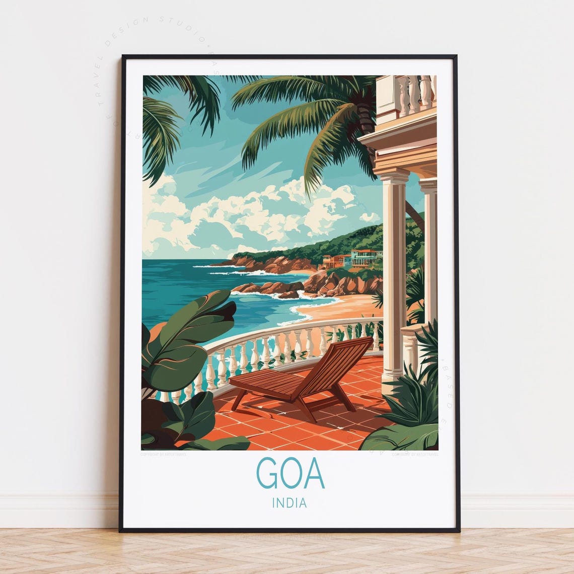Goa India Palm Coast Balcony View Relaxing Beach Travel Poster