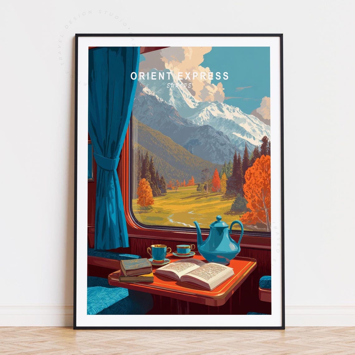 Orient Express Europe Train Cabin Mountain View Retro Travel Poster