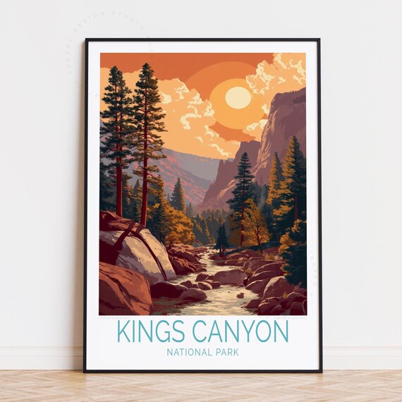 Kings Canyon National Park California Sunset Vintage Travel Poster