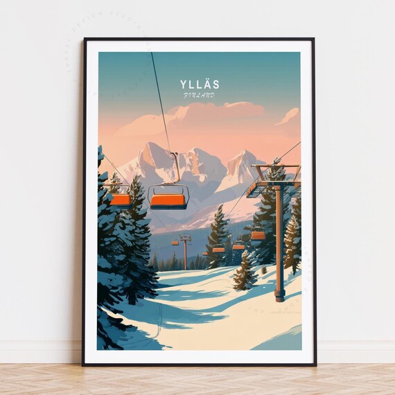 Yllas Finland Chairlift Ride at Sunrise by Snowy Peak Poster