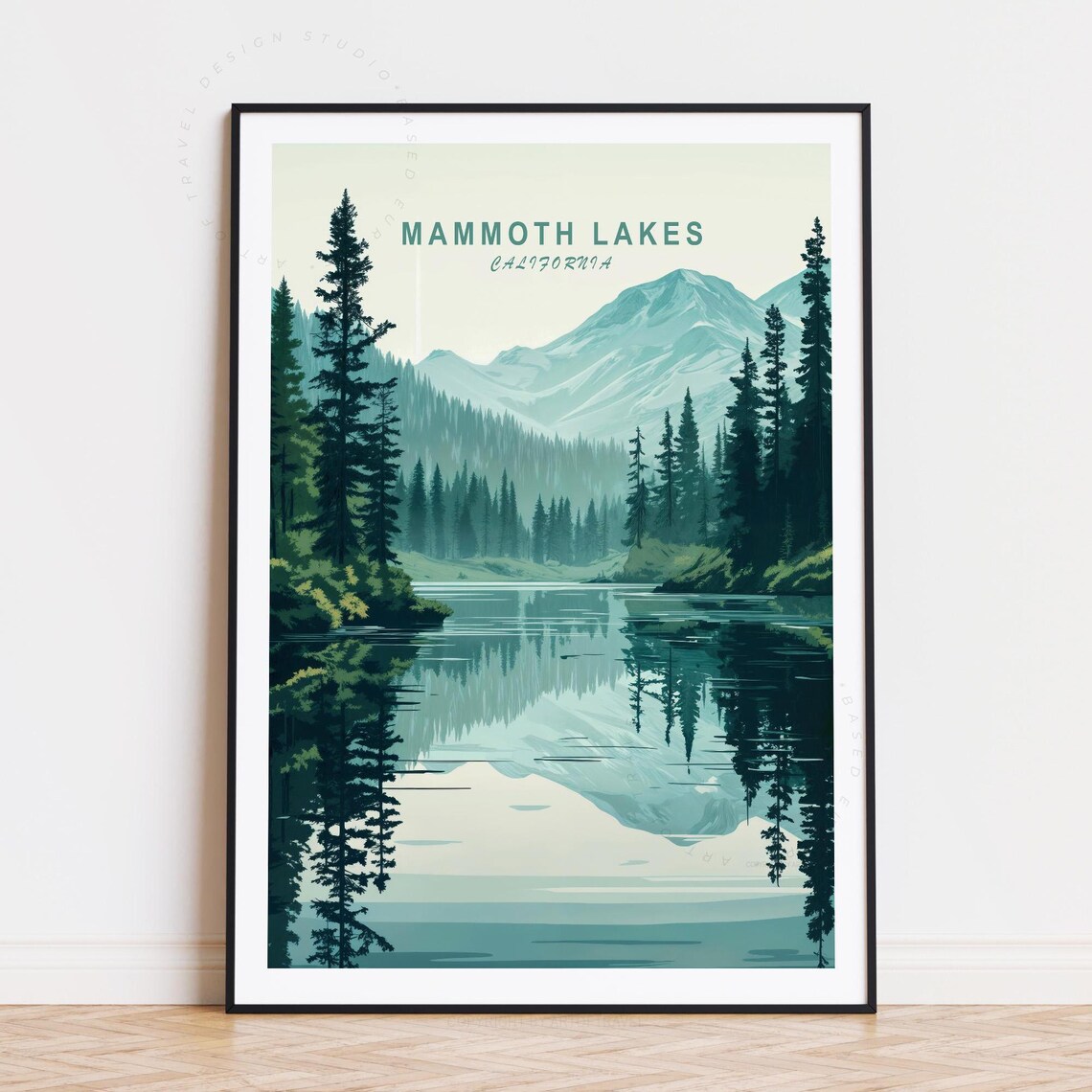 Mammoth Lakes California Misty Mountain Pine Forest Lake Reflection Poster