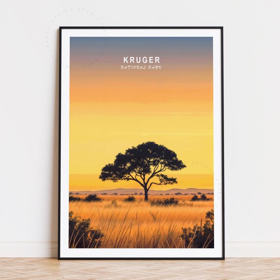 Kruger National Park Acacia Tree African Sunset Safari Poster