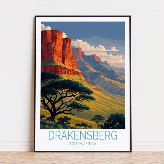 Drakensberg Travel Poster South Africa Wall Art Print Home Decor Birthday Gifts Personalised