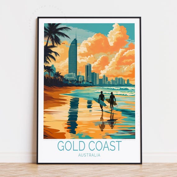 Gold Coast Australia Travel Poster Wall Art Print Home Decor Birthday Gifts Custom