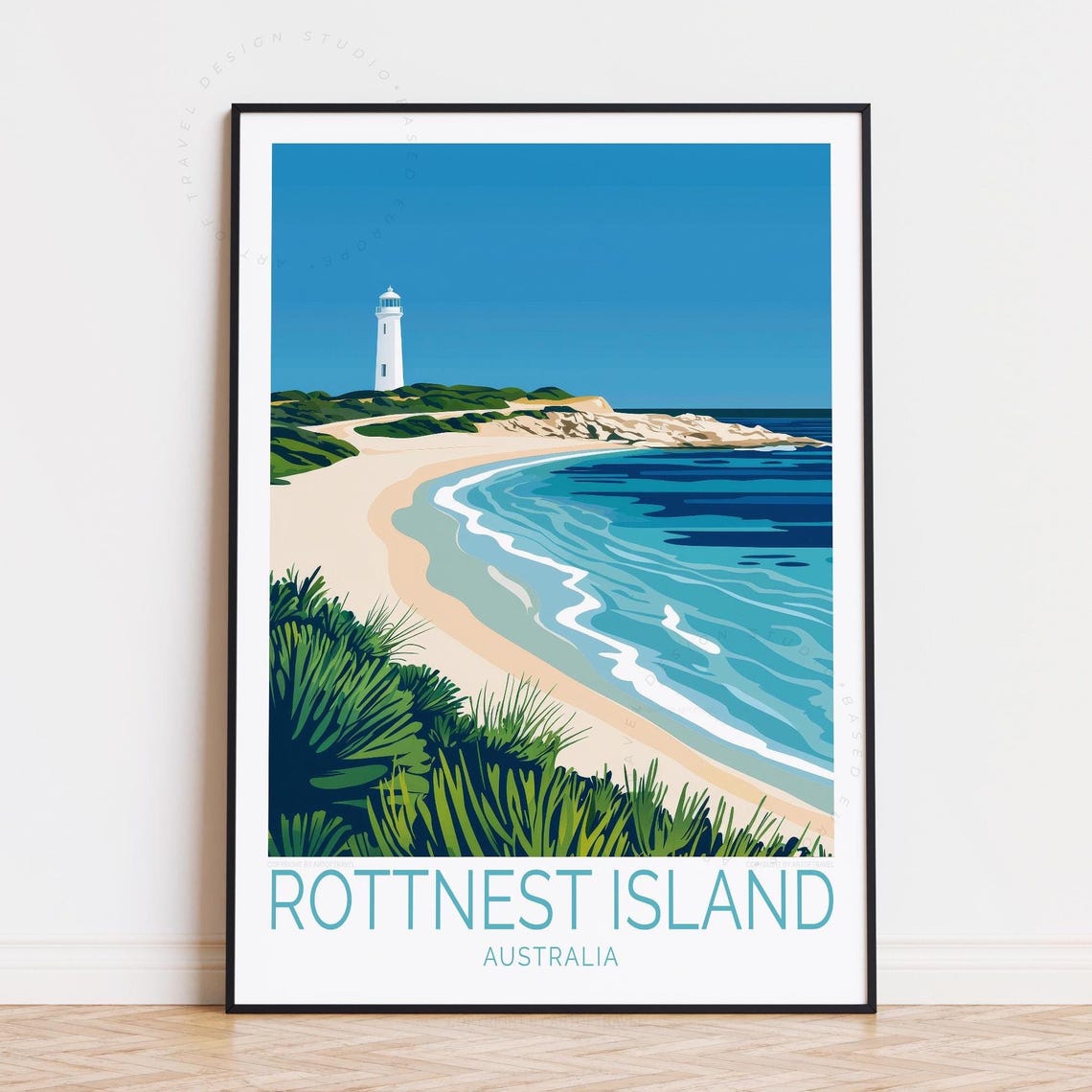 Rottnest Island Australia Lighthouse Beach Ocean Travel Poster
