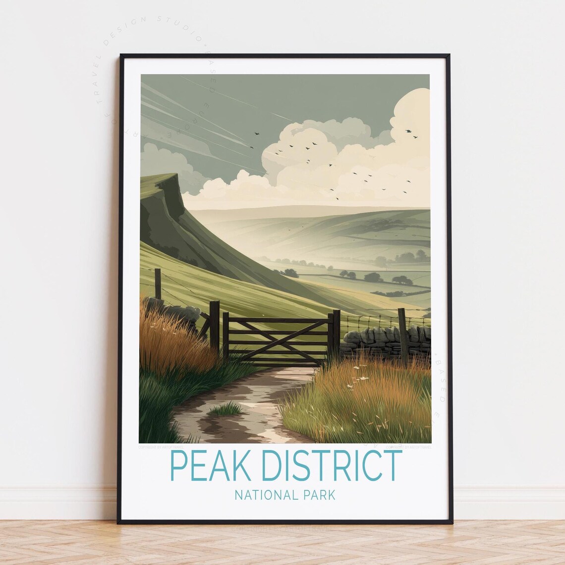 Peak District National Park Rolling Green Hills Trail Poster