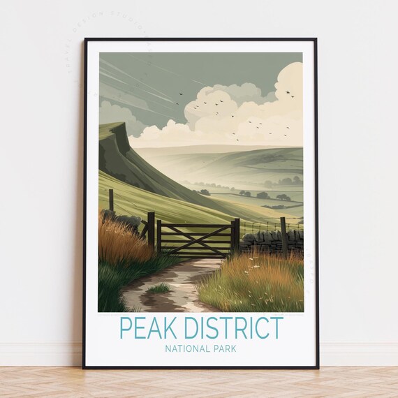 Peak District National Park Rolling Green Hills Trail Poster