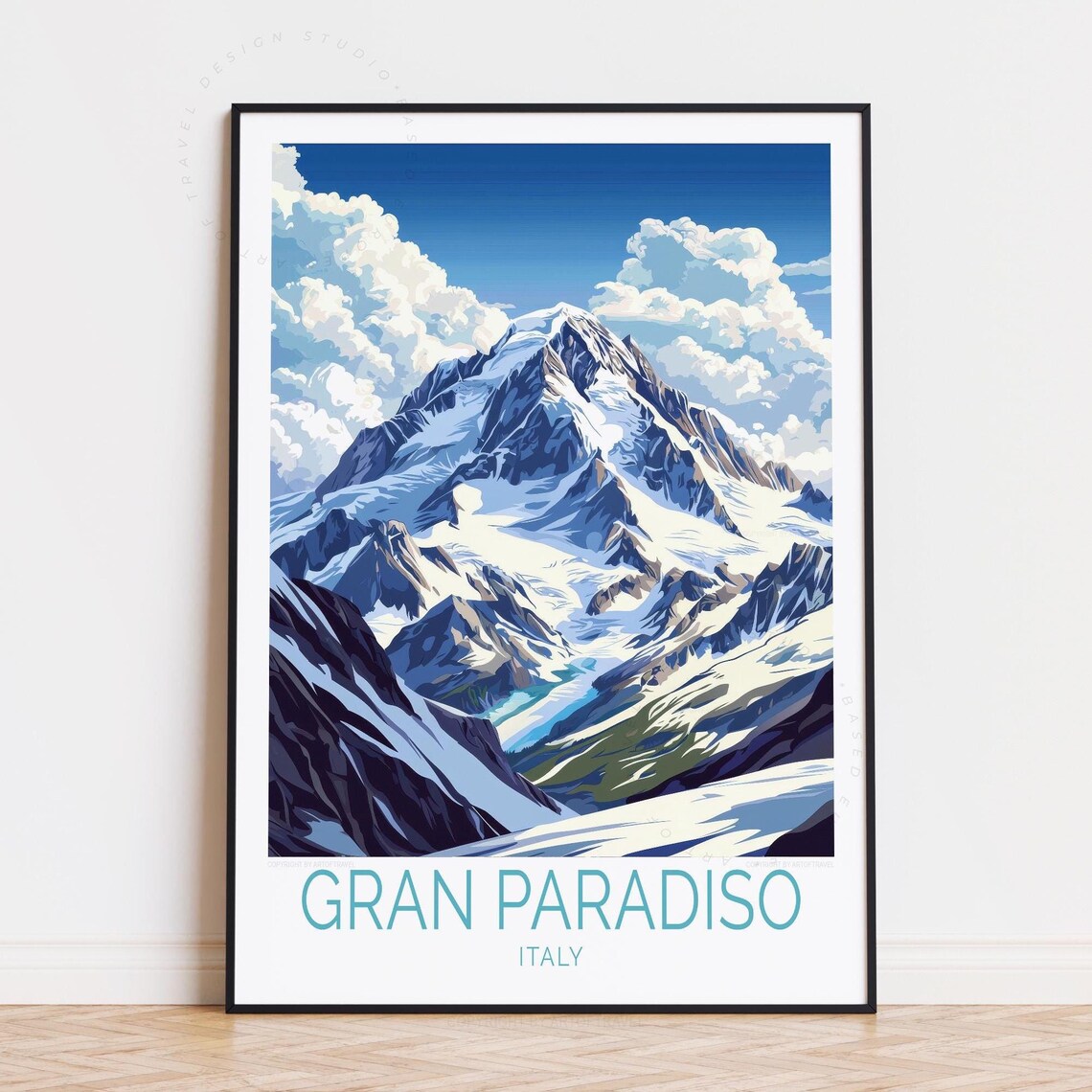 Gran Paradiso Italy Snow Capped Alpine Mountain Peak Travel Poster