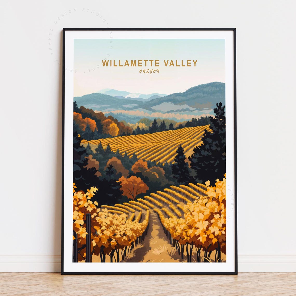 Willamette Valley Oregon Sunset Over Vineyard Covered Hills Poster