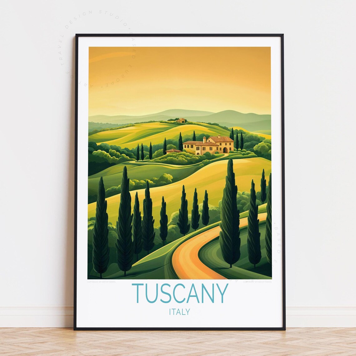 Tuscany Italy Verdant Hills Country Villa Cypress Trees Poster