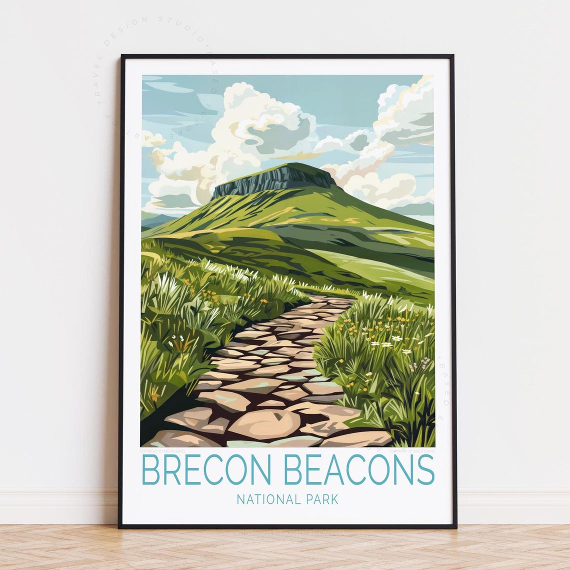 Brecon Beacons National Park Stone Path Mountain Valley Poster