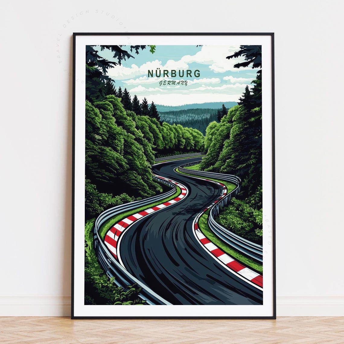 Nurburgring Germany Winding Race Track Through Forest Scene Poster