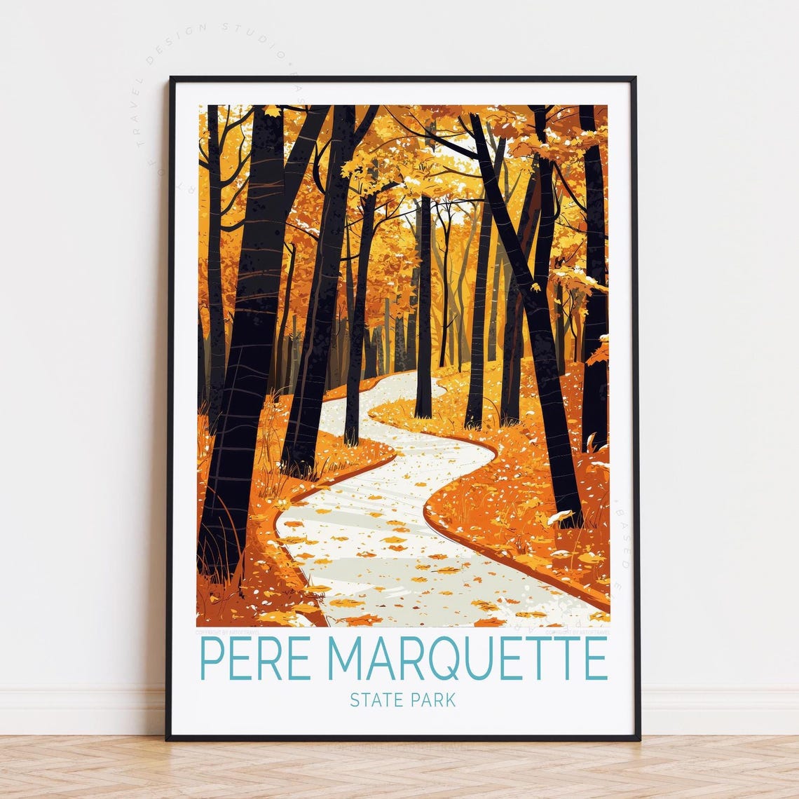 Pere Marquette State Park Autumn Forest Trail Golden Leaves Poster