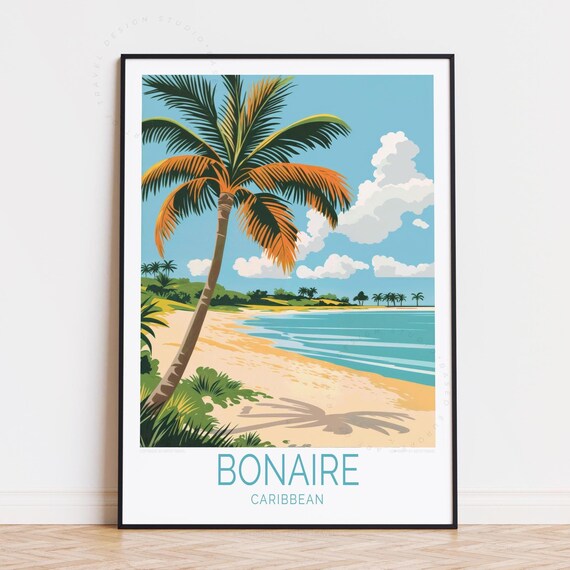 Bonaire Caribbean Travel Poster Wall Art Print Home Decor Birthday Gifts Custom