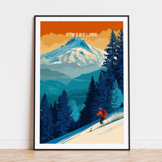 Timberline Travel Poster Oregon Wall Art Ski Area Print Birthday Gifts Home Decor Minimalist